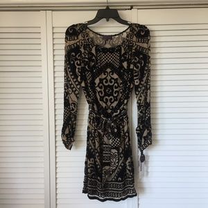 Hale Bob Silk and Velvet Tie-Waist Dress NWT